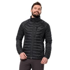 Kurtka puchowa Jack Wolfskin Routeburn Pro Ins. Czarne kurtki męskie Jack Wolfskin, s, bez wzorów, z puchu, sportowe, bez ramiączek, bez kaptura. Za 589.99 zł.