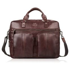 Skórzana torba na laptopa męska na dokumenty brązowa Paolo Peruzzi SL-01-BR. Brązowe torby na laptopa męskie bez wzorów, z bawełny, matowe. Za 449.00 zł.