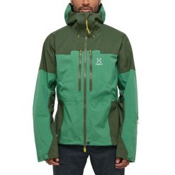 Męska Kurtka Alpinistyczna GORE-TEX Pro Wodoodporna Spitz. Zielone kurtki męskie Haglöfs, m, bez wzorów, z gore-texu, bez ramiączek, bez kaptura. W wyprzedaży za 1,299.00 zł.