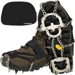 Raczki na Buty Kolce Turystyczne Raki TRIZAND + Etui. Czarne buty trekkingowe męskie TRIZAND, bez wzorów, sportowe, bez obcasa, bez zapięcia. Za 59.99 zł.
