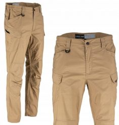 SPODNIE BOJÓWKI BEŻOWE STRETCH, "S", CE, LAHTI. Brązowe długie spodnie sportowe męskie Lahti Pro, bez wzorów. Za 104.85 zł.