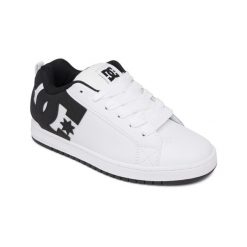 Buty do chodzenia męskie DC Court Graffik Skate. Białe buty trekkingowe męskie DC Shoes, bez wzorów, z gumy, bez zapięcia, trekkingowe. Za 369.99 zł.