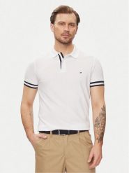 Tommy Hilfiger Polo Monotype MW0MW34737 Biały Slim Fit. Białe koszulki polo męskie Tommy Hilfiger, l, bez wzorów, z bawełny, bez kołnierzyka, bez ramiączek. Za 229.99 zł.