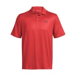 Koszulka polo z nadrukiem Under Armour Perf 3.0. Czerwone koszulki polo męskie Under Armour, m, bez wzorów, sportowe, bez kołnierzyka, bez ramiączek. Za 312.50 zł.