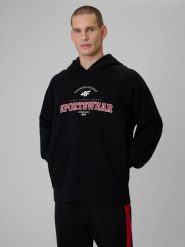 4F Bluza dresowa loose z kapturem męska - czarna M. Czarne bluzy z kapturem męskie 4f, m, bez wzorów, z dresówki, z kapturem. Za 199.99 zł.