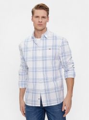 Tommy Jeans Koszula Poplin DM0DM18968 Biały Regular Fit. Białe koszule męskie Tommy Jeans, m, bez wzorów, z bawełny, bez kołnierzyka, bez ramiączek. Za 349.99 zł.