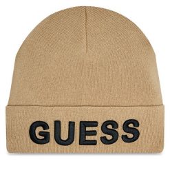 Czapka Guess. Brązowe czapki męskie Guess, na zimę, z aplikacjami. Za 189.99 zł.
