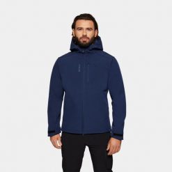 Kurtka męska softshell Alpinus ASO. Niebieskie kurtki softshell męskie Alpinus, m, bez wzorów, z softshellu, bez kaptura, trekkingowe. Za 279.00 zł.