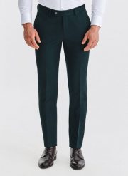 PAKO LORENTE – Zielone spodnie garniturowe. Zielone eleganckie spodnie męskie Pako Lorente, bez wzorów, z bawełny, eleganckie. Za 399.99 zł.