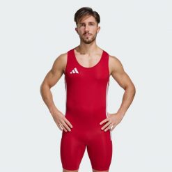 Strój Powerlift Weightlifting Suit. Czerwone komplety dresowe męskie ADIDAS, bez wzorów, z dzianiny, sportowe, bez ramiączek, bez kaptura. Za 219.00 zł.