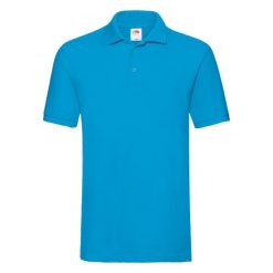 Męska Koszulka Polo Premium. Niebieskie koszulki polo męskie Fruit of the Loom, l, bez wzorów, bez kołnierzyka, bez ramiączek. Za 54.99 zł.