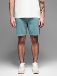 Męskie krótkie spodenki dresowe RELAXED FIT w stylu athleisure turkusowe V1 OM-SRWS-0122 S. Niebieskie szorty sportowe męskie Ombre, bez wzorów, z dresówki, sportowe. Za 121.01 zł.
