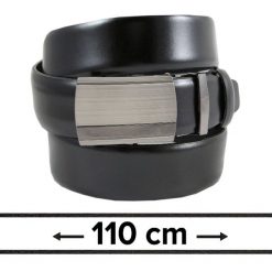 Pasek Czarny do Spodni 110 cm, Automatyczna Klamra, Skórzany, Elegancki -VICTORIO. Czarne paski męskie Victorio, bez wzorów, ze skóry, eleganckie. Za 99.00 zł.