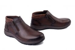 RIEKER 03657-25 brown, botki męskie. Brązowe sztyblety męskie Rieker, z wełny, bez obcasa, bez zapięcia. Za 391.51 zł.