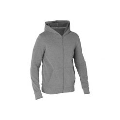 Bluza na zamek z kapturem Gym & Pilates męska. Szare bluzy z kapturem męskie DOMYOS, l, bez wzorów, z bawełny, z kapturem. W wyprzedaży za 34.99 zł.