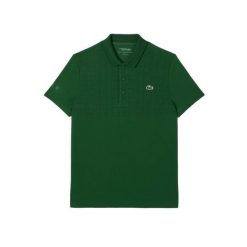 Polo Lacoste Novak Djokovic. Zielone koszulki polo męskie Lacoste, bez wzorów, sportowe, bez kołnierzyka, bez ramiączek. Za 397.50 zł.
