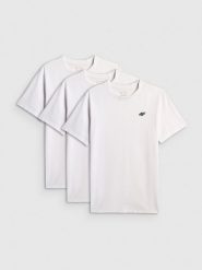 4F T-shirt regular gładki męski (3-pack) - biały S. Białe t-shirty męskie 4f, m, bez wzorów, z bawełny, bez kołnierzyka, bez ramiączek. Za 129.99 zł.