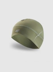 4F Czapka do biegania uniseks - oliwkowa L/XL. Brązowe czapki męskie 4f, bez wzorów, z elastanu, klasyczne. Za 69.99 zł.