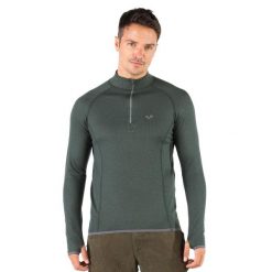 Koszulka turystyczna męska z długim rękawem 100% Merino WOOLONA Halldor. Zielone koszulki męskie z długim rękawem WOOLONA, m, bez wzorów, sportowe, bez kołnierzyka, bez ramiączek. W wyprzedaży za 378.00 zł.
