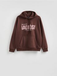 Bluza z nadrukiem - bordowy. Czerwone bluzy nierozpinane męskie Reserved, l, bez wzorów, z bawełny, bez ramiączek, bez kaptura. Za 149.99 zł.