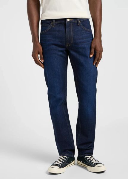 MESKIE SPODNIE LEE DAREN ZIP FLY SIREN INDIGO 112365746. Niebieskie jeansy męskie Lee, bez wzorów, z jeansu. Za 219.99 zł.