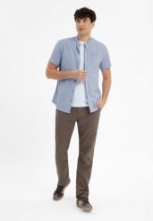 Koszula z krótkim rękawem, Regular Fit, C-TRIFO. Niebieskie koszule męskie Volcano, m, bez wzorów, z bawełny, bez kołnierzyka, bez ramiączek. Za 139.99 zł.