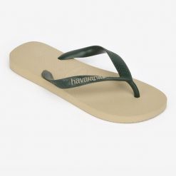 Japonki męskie Havaianas Logo Pop Up. Brązowe klapki i japonki męskie Havaianas, bez wzorów, z kauczuku. W wyprzedaży za 79.99 zł.