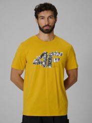 4F T-shirt regular z nadrukiem męski - żółty S. Żółte t-shirty męskie 4f, m, bez wzorów, z dzianiny, bez kołnierzyka, bez ramiączek. Za 59.99 zł.