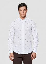 PAKO LORENTE - Biała koszula męska w wiśnie. Białe koszule męskie Pako Lorente, m, bez wzorów, z bawełny, bez kołnierzyka, bez ramiączek. Za 299.99 zł.