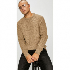 Premium by Jack&Jones - Sweter. Brązowe swetry męskie Premium by Jack&Jones, z dzianiny, z okrągłym kołnierzem, z krótkim rękawem. Za 299.90 zł.