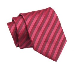 Klasyczny Krawat, Czerwono-Bordowy w Paski, Prążki, Męski, 7cm -Angelo di Monti. Czerwone krawaty i muchy męskie Angelo di Monti, bez wzorów, z tkaniny, eleganckie. Za 45.00 zł.