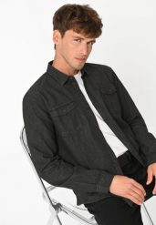 Koszula jeansowa, Regular Fit, K-TENY. Szare koszule męskie Volcano, m, bez wzorów, z jeansu, bez kołnierzyka, bez ramiączek. Za 159.99 zł.