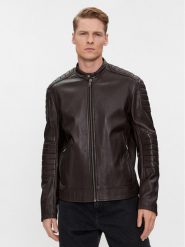 Boss Kurtka skórzana Jolur 50504104 Brązowy Regular Fit. Brązowe kurtki męskie Boss, m, bez wzorów, ze skóry, bez ramiączek, bez kaptura. Za 2,589.00 zł.