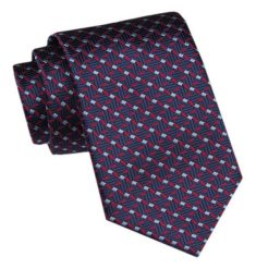 Modny Krawat Męski - Alties - Geometryczny Wzór, Granat z Czerwienią. Czerwone krawaty i muchy męskie Alties, bez wzorów, z tkaniny, eleganckie. Za 49.00 zł.