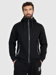 4F Bluza dresowa regular z kapturem męska - czarny XL. Czarne bluzy rozpinane męskie 4f, m, bez wzorów, z bawełny, z kapturem. Za 269.99 zł.