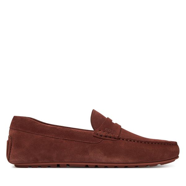 Mokasyny BOSS. Czerwone mokasyny męskie Boss, bez zapięcia. Za 579.99 zł.