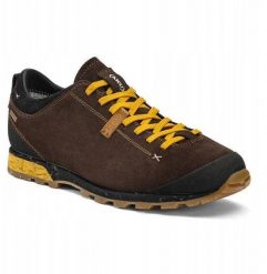 Buty turystyczne AKU Bellamont III Suede GTX - brown/yellow. Brązowe buty trekkingowe męskie Aku, bez wzorów, bez zapięcia. Za 970.65 zł.