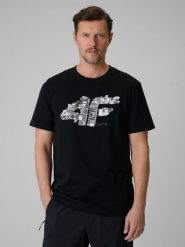 4F T-shirt regular z nadrukiem męski - czarny XXL. Czarne t-shirty męskie 4f, m, bez wzorów, z dzianiny, bez kołnierzyka, bez ramiączek. Za 59.99 zł.