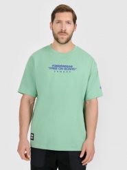 4F T-shirt loose z nadrukiem męski - miętowy XL. Niebieskie t-shirty męskie 4f, m, bez wzorów, z materiału, bez kołnierzyka, bez ramiączek. Za 69.99 zł.