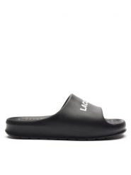 Lacoste Klapki Branded Serve Slide 2.0 747CMA0015 Czarny. Czarne klapki i japonki męskie Lacoste, bez wzorów, z tworzywa sztucznego. Za 139.99 zł.