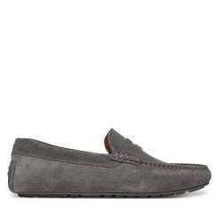 Mokasyny BOSS. Szare mokasyny męskie Boss, bez zapięcia. Za 579.99 zł.