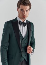 Zielona marynarka smokingowa P22SF-3S-005-Z-S. Zielone marynarki męskie Pako Lorente, s, bez wzorów, z poliesteru. Za 499.99 zł.