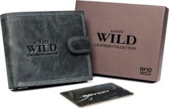 Always Wild Poziomy, zapinany portfel męski z zewnętrzną kieszonką na kartę Always Wild Nie dotyczy. Portfele męskie Always Wild, bez wzorów. Za 96.19 zł.