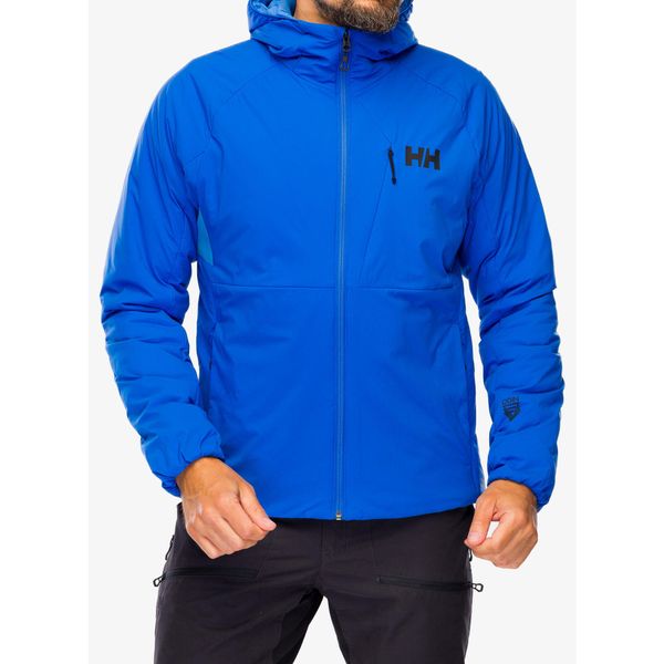 Izolacyjna kurtka trekkingowa z kapturem, elastyczna Helly Hansen Odin 2.0. Niebieskie kurtki męskie Helly Hansen, l, bez wzorów, eleganckie, bez ramiączek, z kapturem. Za 827.99 zł.
