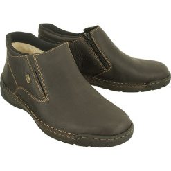 RIEKER B0383-25 brown, botki męskie. Brązowe sztyblety męskie Rieker, z gumy, bez obcasa, bez zapięcia. W wyprzedaży za 230.90 zł.