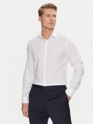 Calvin Klein Koszula Non Iron Tonal Strct Slim Shirt K10K113848 Biały Regular Fit. Białe koszule męskie Calvin Klein, m, bez wzorów, z bawełny, bez kołnierzyka, bez ramiączek. Za 279.99 zł.