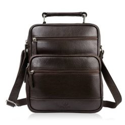Torba męska skórzana na ramię brązowa listonoszka męska Paolo Peruzzi T-127-BR. Brązowe torby męskie na ramię bez wzorów, z materiału, na ramię. Za 259.00 zł.