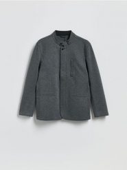 Marynarka ze stójką - ciemnoszary. Szare marynarki męskie Reserved, l, bez wzorów, z bawełny. Za 279.99 zł.