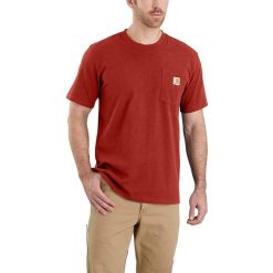 Koszulka sportowa męska T-shirt Carhartt Heavyweight Pocket K87. Czerwone t-shirty sportowe męskie Carhartt, m, bez wzorów, sportowe, bez ramiączek. Za 106.00 zł.
