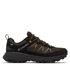 Trekkingi Columbia. Czarne buty trekkingowe męskie Columbia, bez wzorów, sportowe, bez obcasa, bez zapięcia. Za 459.99 zł.